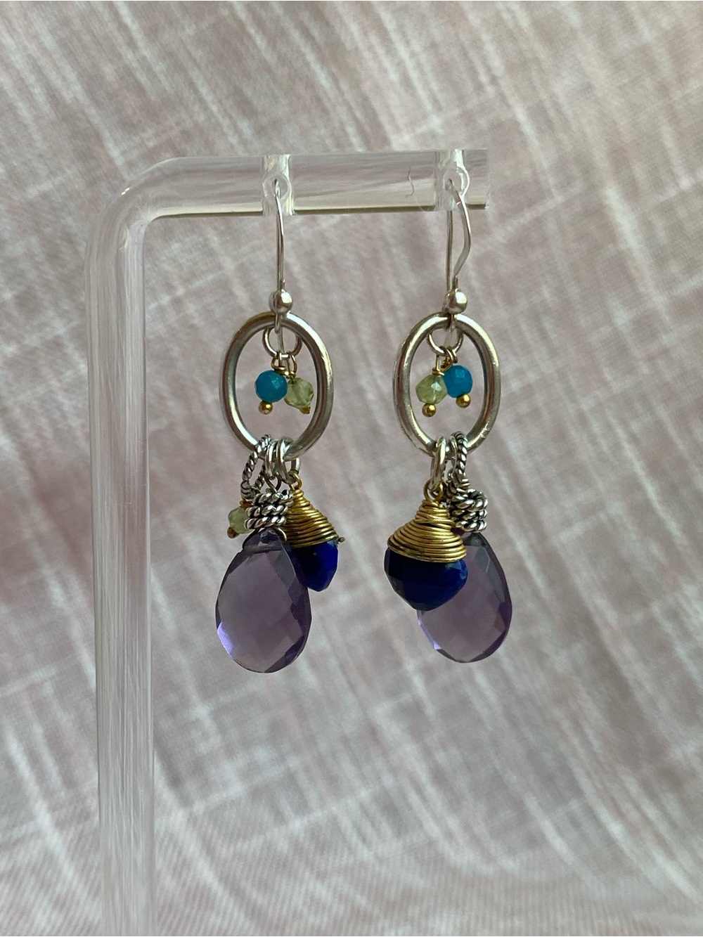 Handcrafted Sterling Gemstone Teardrop Dangle Earrings